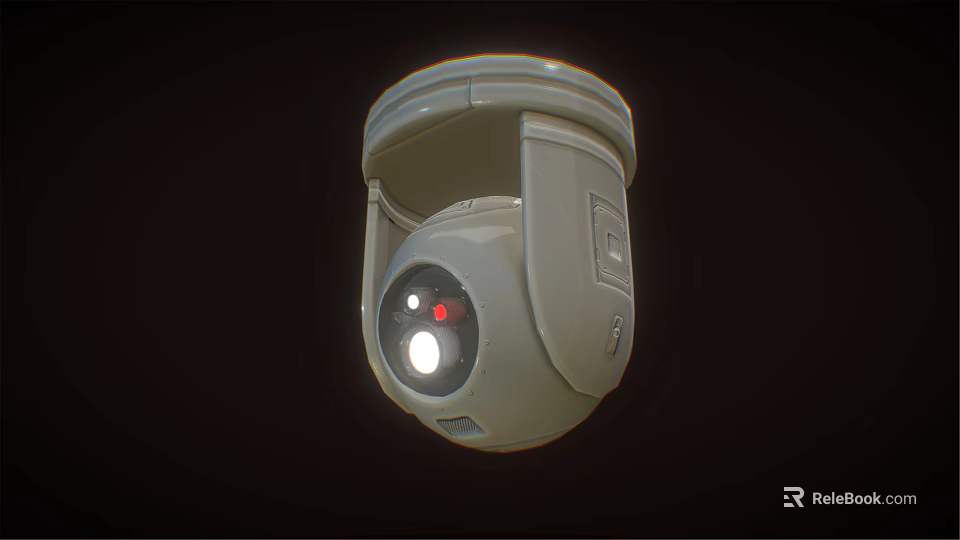 Dome Shaped Surveillance Camera With Red Indicator Light For Security Monitoring 3d model 
