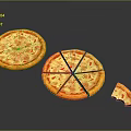 Delicious Whole And Sliced Pizza With Melted Cheese And Toppings On Dark Background