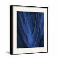 Abstract Blue Texture Artwork In White Frame On Gray Wall Decor 3d model