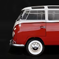 Classic Red And White Vintage Volkswagen Van With Retro Design Features