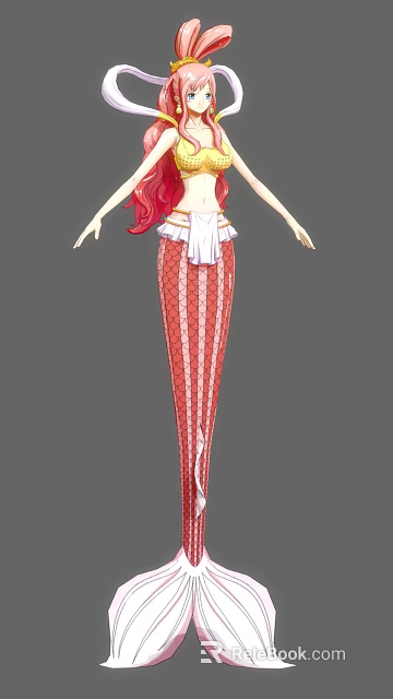 Game Movie Character With Red Hair Fish Tail Skirt And White Apron Design 3d model 