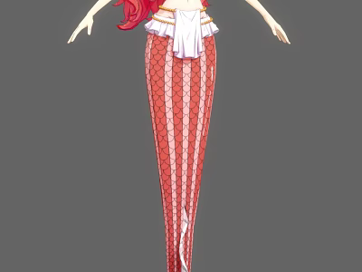 Game Movie Character With Red Hair Fish Tail Skirt And White Apron Design 3d model
