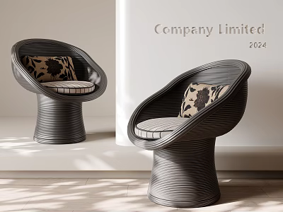 Modern Leisure Chair With Curved Ribbed Frame And Upholstered Patterned Seat 3d model