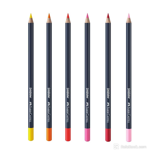 Dark Blue Secret Artist's Choice Pencils With Yellow Orange Red Pink Tips 3d model 