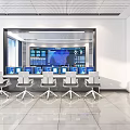 Modern Control Room With Multiple Large Screens Data Displays Control Consoles And Ergonomic Chairs 3d model