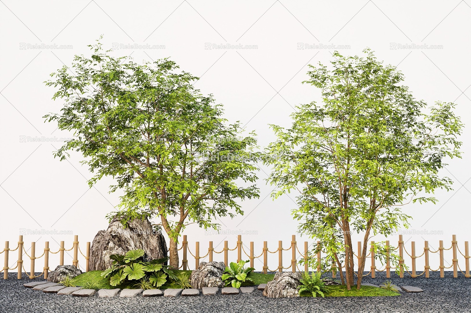 Modern outdoor coral hackberry deciduous tree courtyard landscape tree 3d model