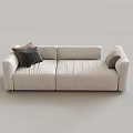 Modern Beige Two Seater Sofa With Soft Fabric And Decorative Cushions