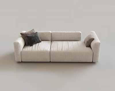 Modern Beige Two Seater Sofa With Soft Fabric And Decorative Cushions 3d model