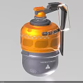 Orange and Gray Military Hand Grenade With Safety Cap Pull Ring And Textured Surface 3d model