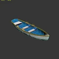 Traditional Wooden Boat With Blue White Hull Seats And Seas Isle Design On Wooden Edges