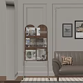 Wooden Bookshelf With Books And Decor Items Near Brown Sofa In Beige Wall Interior Design