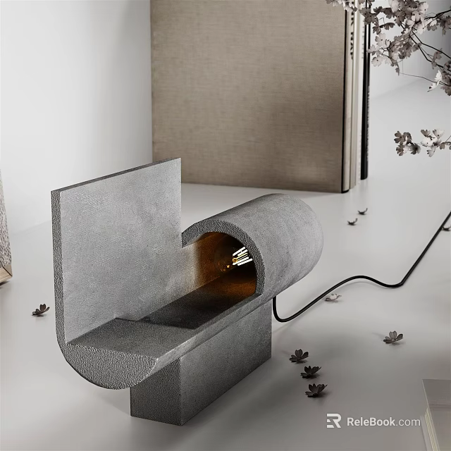 Unique Gray Floor Lamp With Curved Design Square Base And Gold Interior Accent 3d model 