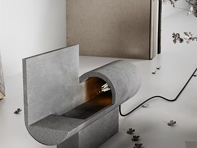 Unique Gray Floor Lamp With Curved Design Square Base And Gold Interior Accent 3d model