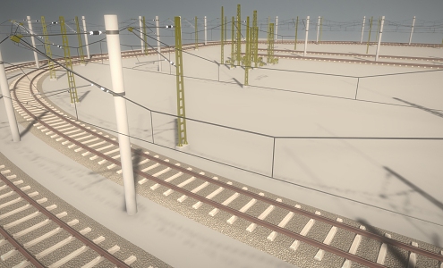 Railway Overhead Line Cable Wire Railway Cable High Voltage Electric High Voltage Line 3d model