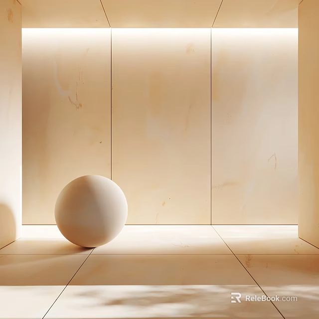 Light-colored Interior Walls And Floors Featuring White Sphere And Soft Warm Lighting 3d model