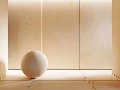 Light-colored Interior Walls And Floors Featuring White Sphere And Soft Warm Lighting 3d model