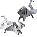 Modern Handmade White Origami Animal Decorative Ornament Set for Home Decor