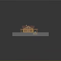 Wooden Log Residential House With Gabled Roof Green Lawn And White Car On Stone Driveway