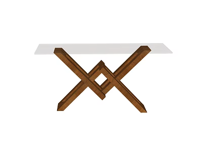 Modern Console Table With Glass Top And Cross Design Wooden Frame 3d model