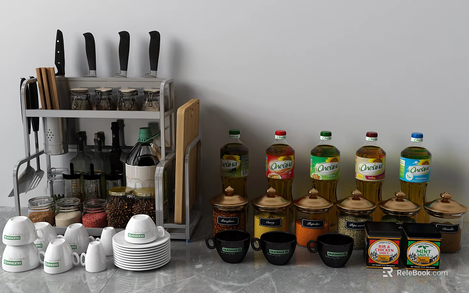 Modern Bathroom Cabinet Rack With Stylish Storage Shelves For Toiletries And Cups 3d model 