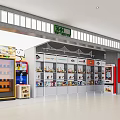 Bright Retail Convenience Store Interior With Shelves Vending Machines And Products
