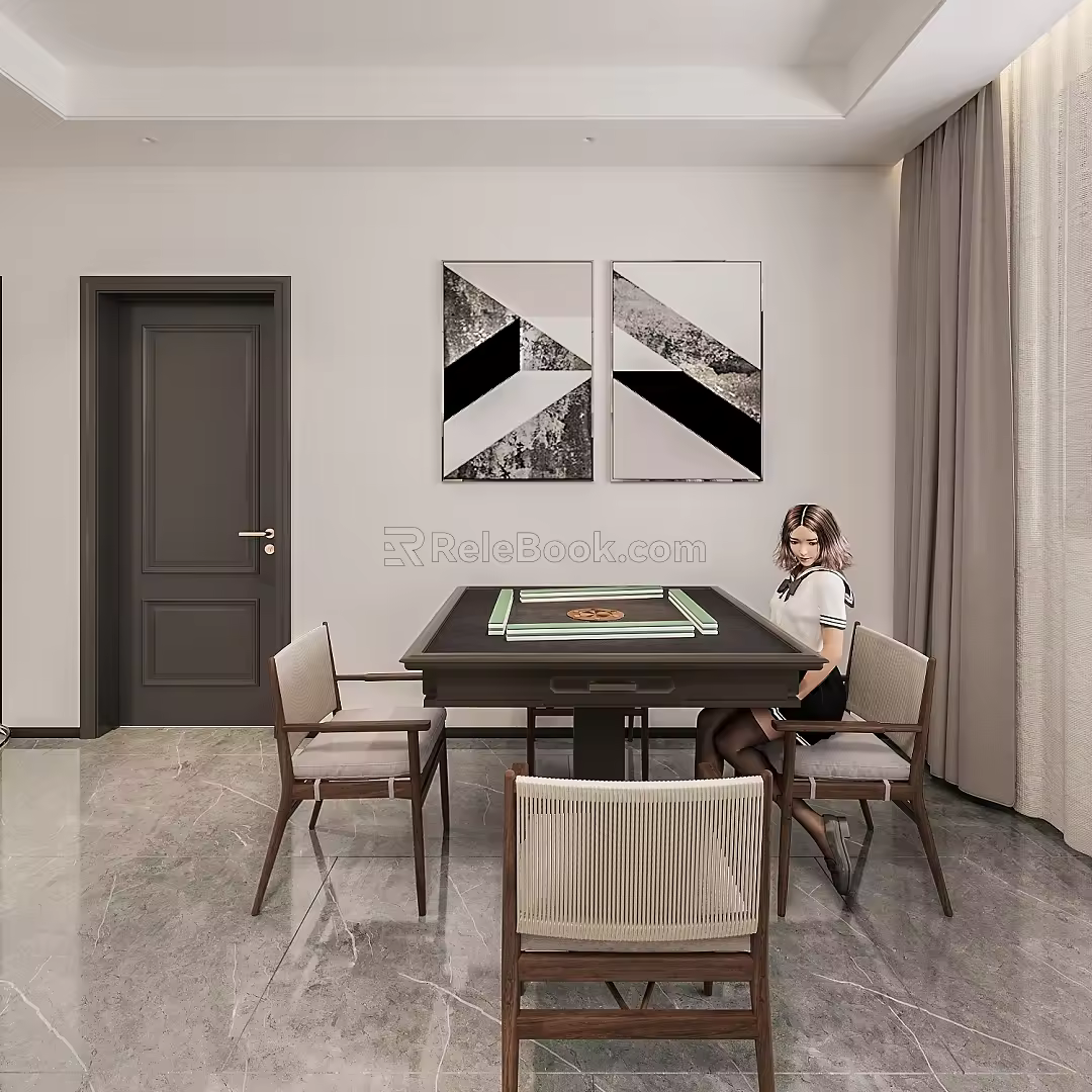 Modern Chess and Card Room Mahjong Room 3d model