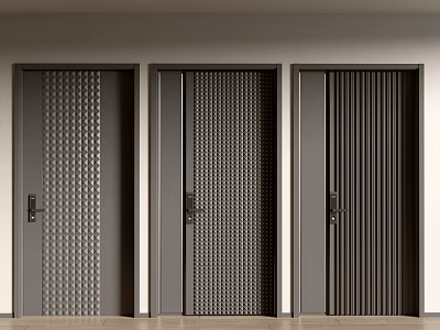 Modern Hinged Doors With Perforated And Slatted Panel Designs For Interior Space 3d model
