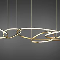 Modern Golden Chandelier with Intertwined Curved Rings for Stylish Interior Design