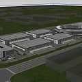 Aerial View Of Modern Industrial Factory With Multiple Buildings Greenery Wide Roads And Central Circular Structure