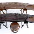 Two Traditional Chinese Zither Instruments With Wooden Frames And Matching Carved Stool