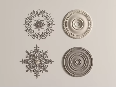European-style carved lamp panel 3d model