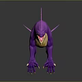 Vibrant Purple Dinosaur 3D Model With Pink Dorsal Fins And Yellow Underbelly