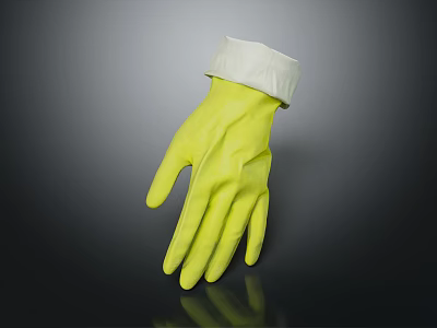 High Quality Yellow Rubber Gloves With White Cuffs For Household Cleaning Tasks 3d model