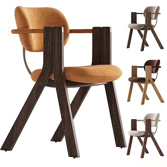 Middle Style Dining Chair Single Chair Armchair 3d model