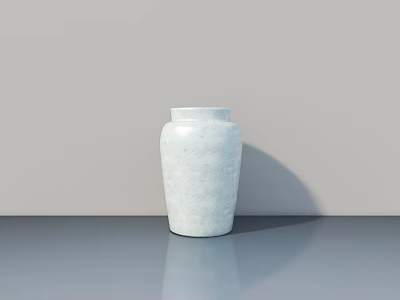 White Ceramic Vase With Floral Design On Gray Table Against Light Background 3d model