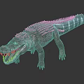 Detailed Crocodile Model With Realistic Texture And Pose On Gray Background 3d model