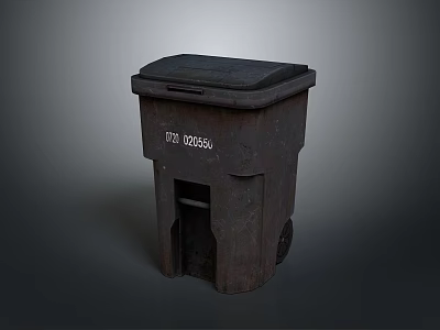 Rustic Metal Wheeled Trash Can With Secure Lid For Household Daily Use 3d model