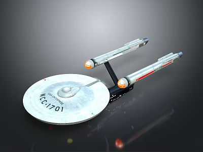 Spacecraft Model With Disc Shaped Hull Twin Engines NCC 1701 For Cosmic Exploration 3d model