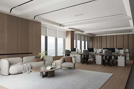 Modern office area office desk and chair combination office hospitality area sofa coffee table combination 3d model