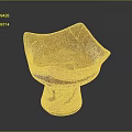 Earth Tone Ceramic Sculpture Carving with Wave Shaped Rim and Textured Base Design