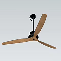Modern Ceiling Air Conditioner Fan With Wooden Blades And Black Motor
