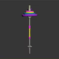 Colorful Spinning Top Shaped Weapon With Pink Yellow Blue And Wooden Parts
