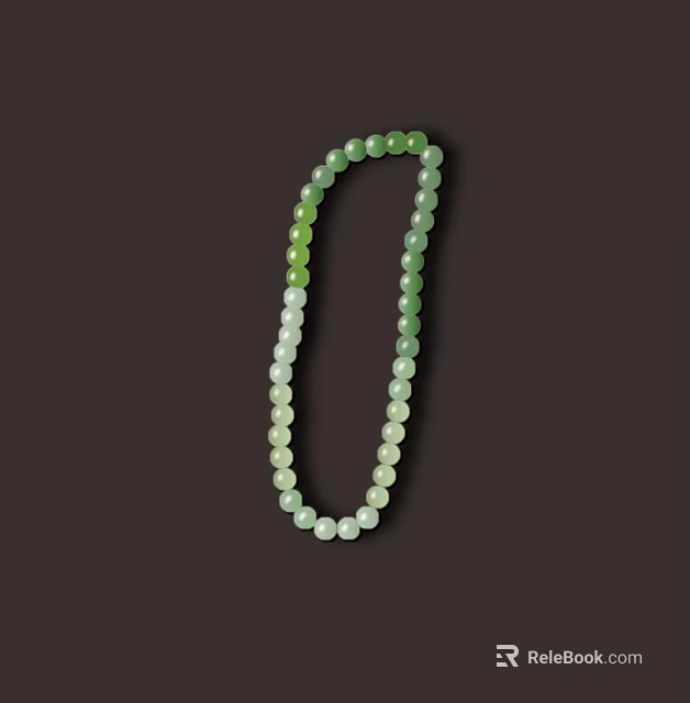 Elegant Natural Jade Bead Necklace With Green And White Gradient Design On Dark Brown Background 3d model 