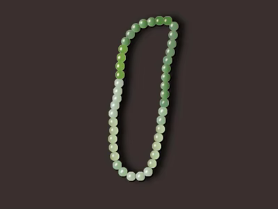 Elegant Natural Jade Bead Necklace With Green And White Gradient Design On Dark Brown Background 3d model
