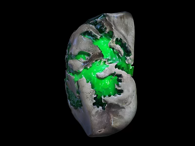Stunning Green Glowing Gemstone Jewelry Piece With Natural Texture And Luminous Design 3d model