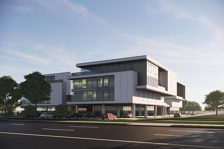 Science and technology industry building low-rise office building science and technology research and development building single office building 3d model
