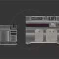Metal Kitchen Component Models With Grilled Cabinet And Control Panel