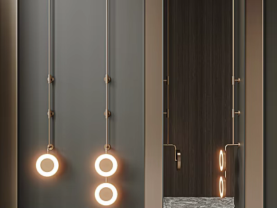 Modern Wall Lamp with Circular Light Rings and Warm Glow in Contemporary Interior Design 3d model