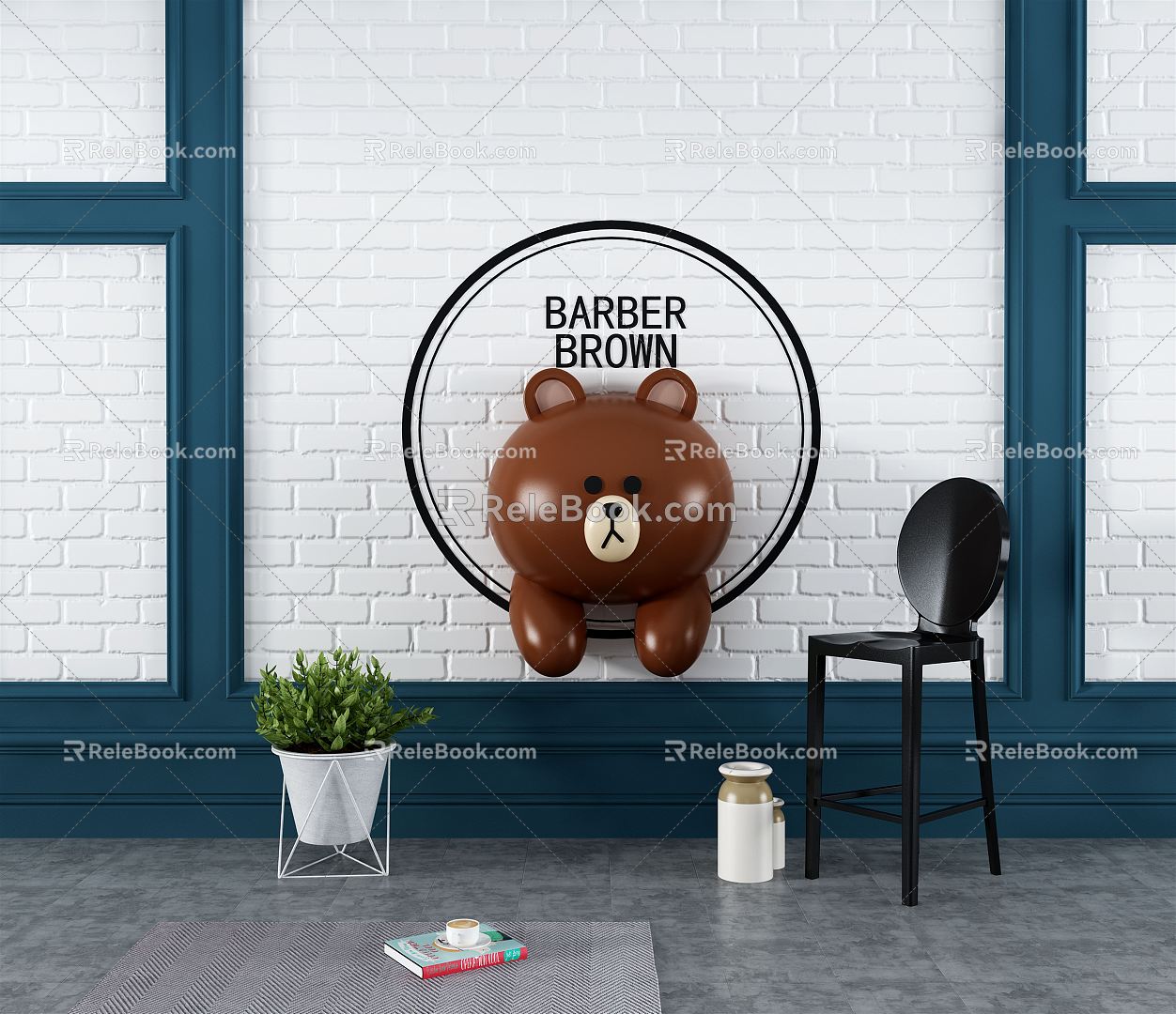 Background decorative wall chair 3d model