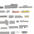 Various Road Infrastructure Components Including Guardrails Platforms Steps And Structures 3d model